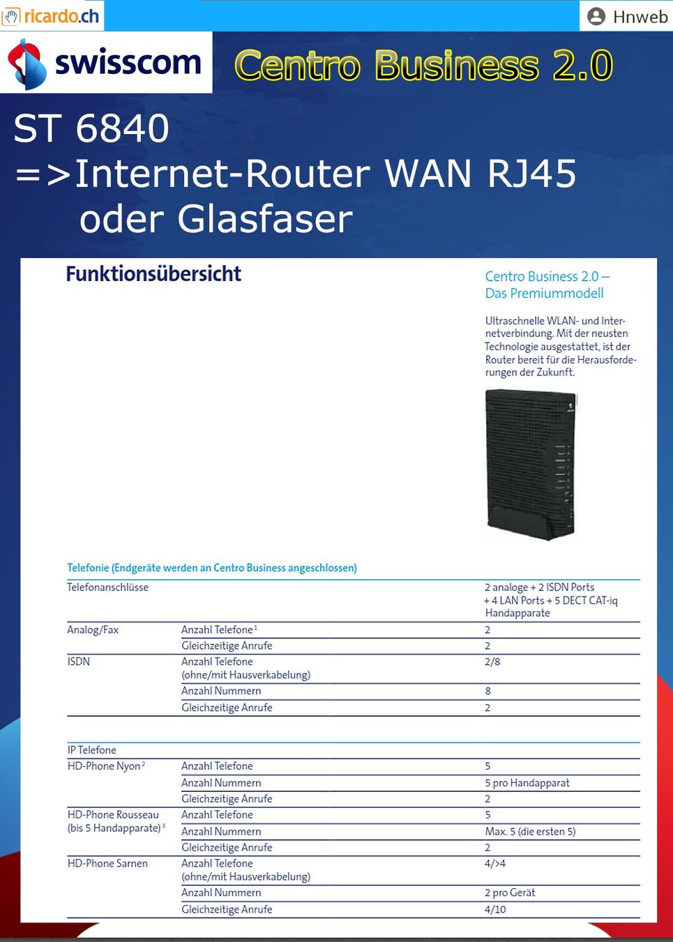 Swisscom Modems & Router: Centro Business Router 2.0 (42) – Gebraucht aus Kaisten von Hnweb 7