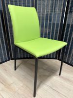 6 Stühle PAVIA Leder Toledo Lime grün Beine schwarz