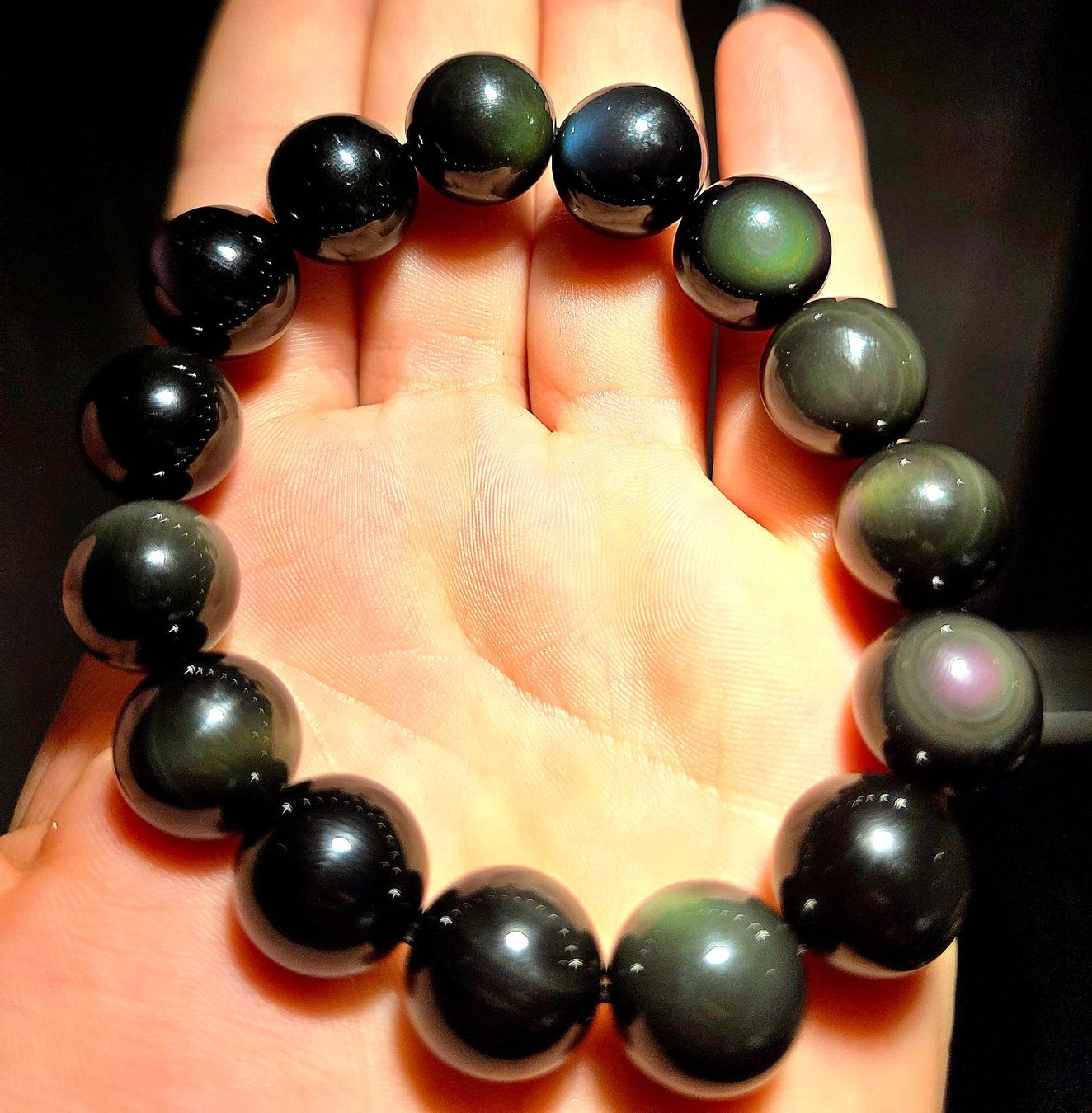 Minerali & Pietre curative: Regenbogen Obsidian Armband C 14.1mm – Nuovo e nell'imballaggio originale da Matzingen venduto da Shay_Crystalz