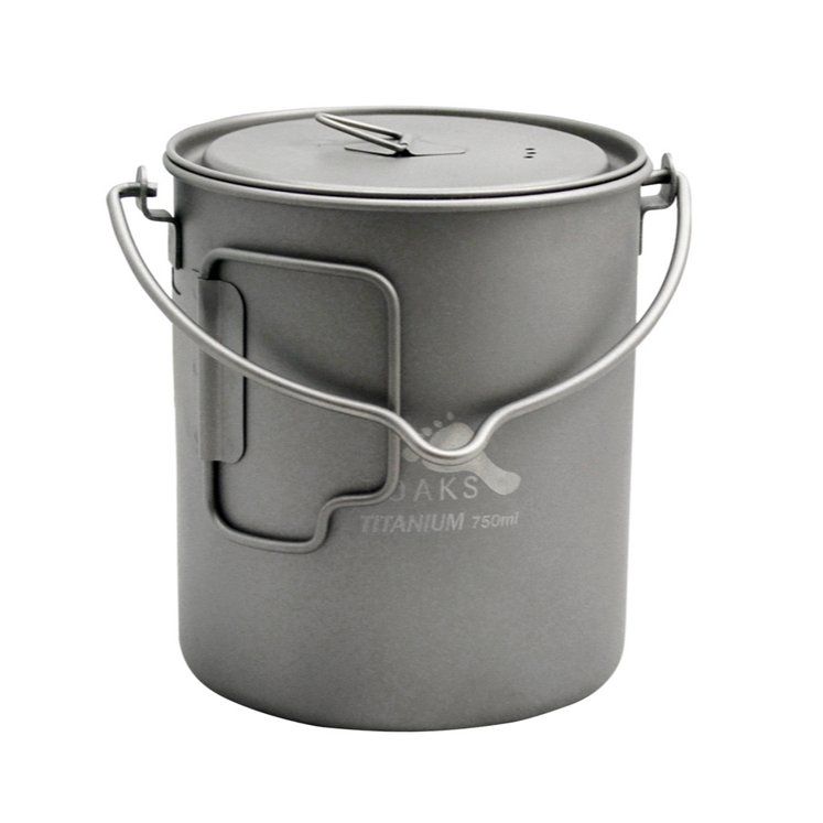 TOAKS Titan-Topf 750 Ml – Ultraleicht (103 G), Mit Deckel & Klappgriff, Für Camping & Outdoor, Offene Flamme Geeignet