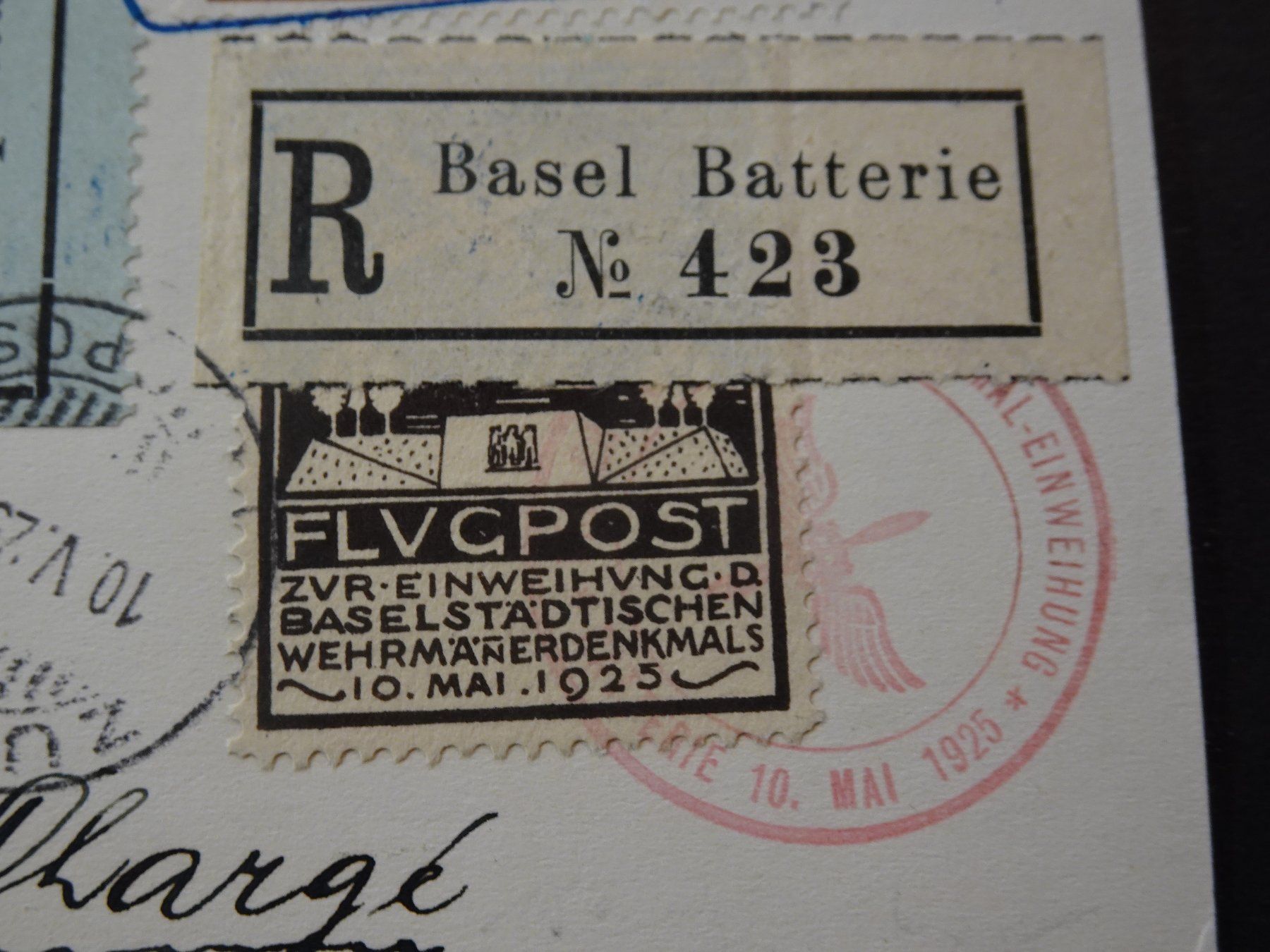 Tutti i francobolli: 10.V.25. FLUGPOSTKARTE MIT VIGNETTE 12, KASTENSTEMPEL, BASEL – Usato da Eschenbach SG venduto da eDaisy 1