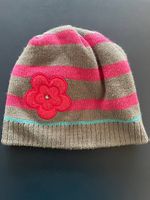 Gr 49 - 51 Mütze Mädchen grau pink mit Blume