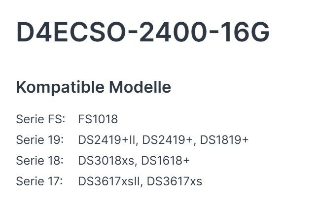 Memory / RAM: Synology DDR4 RAM Modul D4ECSO-2400-16G – Gebraucht aus Rafz von Canucks44 1