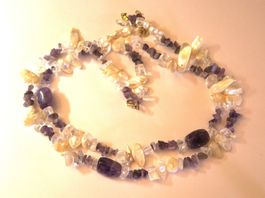 Amethyst-Perlmutt Perlenkette, 2 Reihen