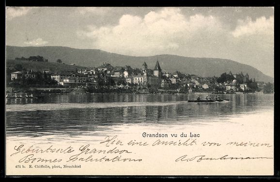Cartoline postali: AK Grandson, Vu du Lac – Usato da Berlin venduto da bartko-reher