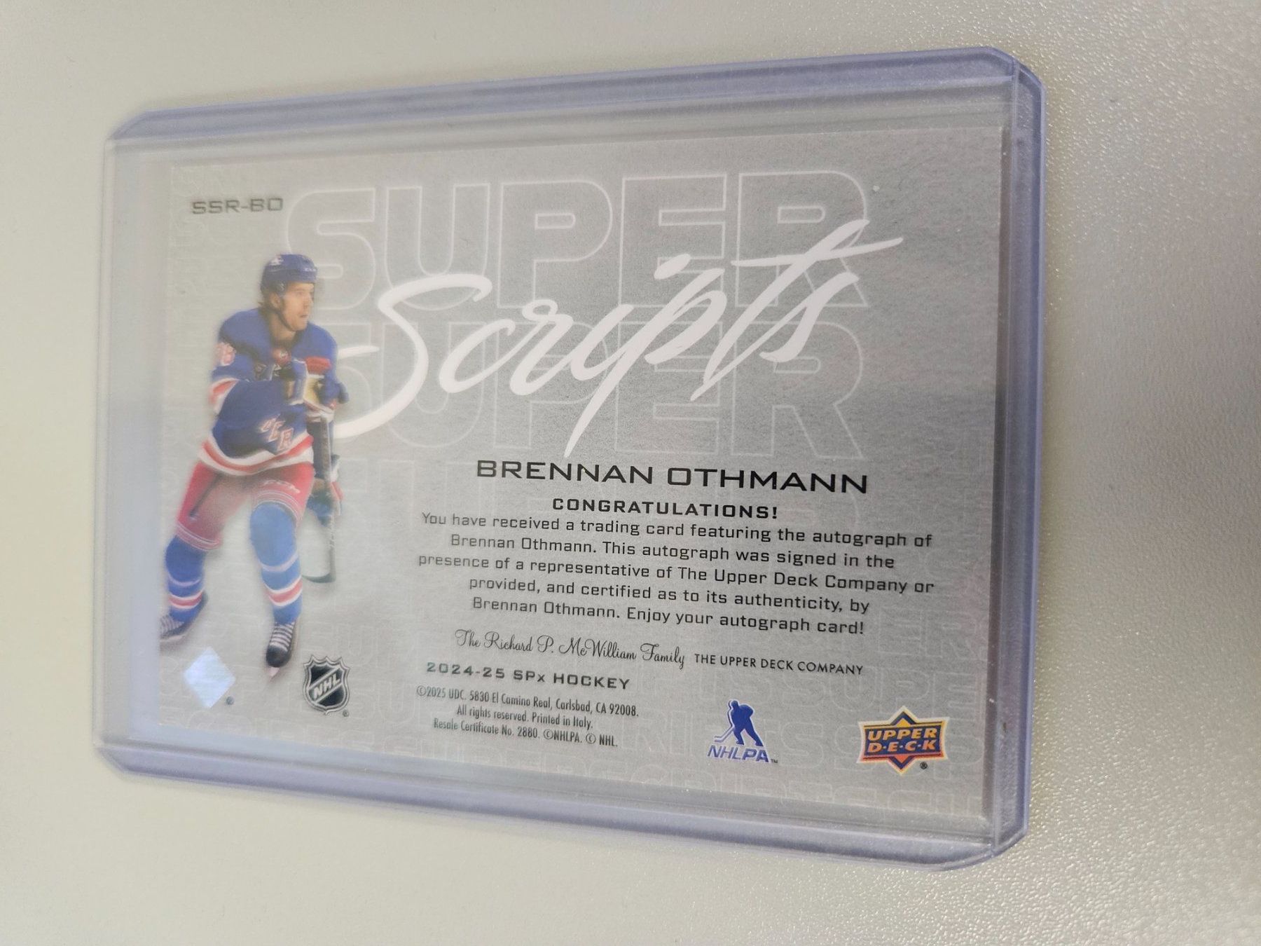 NHL Carte collezionabili: NHL 2024-25 SPx - Superscripts Auto B.OTHMANN NY Rangers – Usato da Arth venduto da Web_air1 1