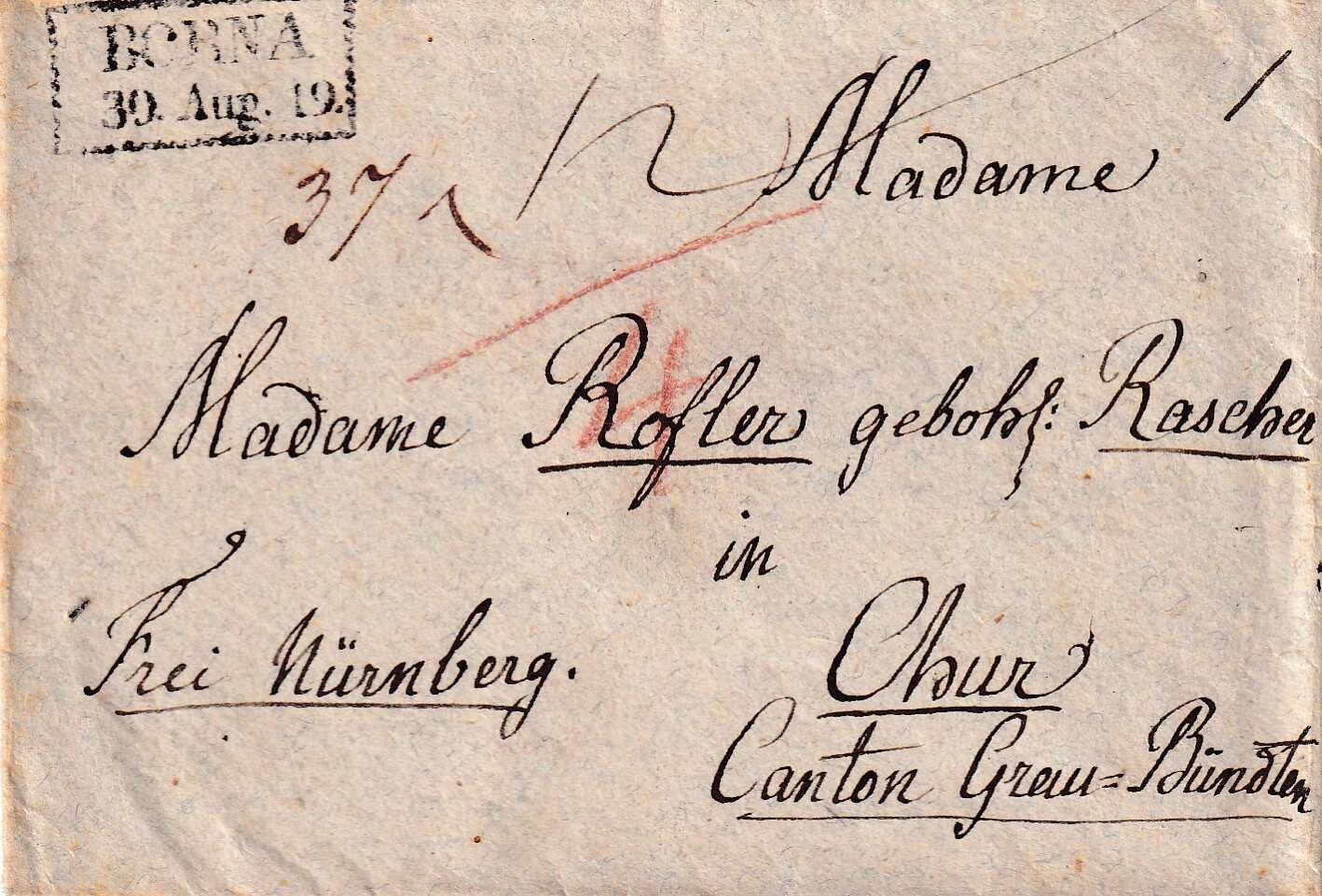 Tous les timbres: 1819, Incoming Brief an die alte Eidgenossenschaft – D'occasion à Wenslingen par riger11