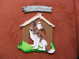 Willkommens Schild aus Holz zum Aufhängen