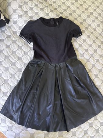 Marc Cain LederKleid schwarz-kurze Ärmel Grösse M