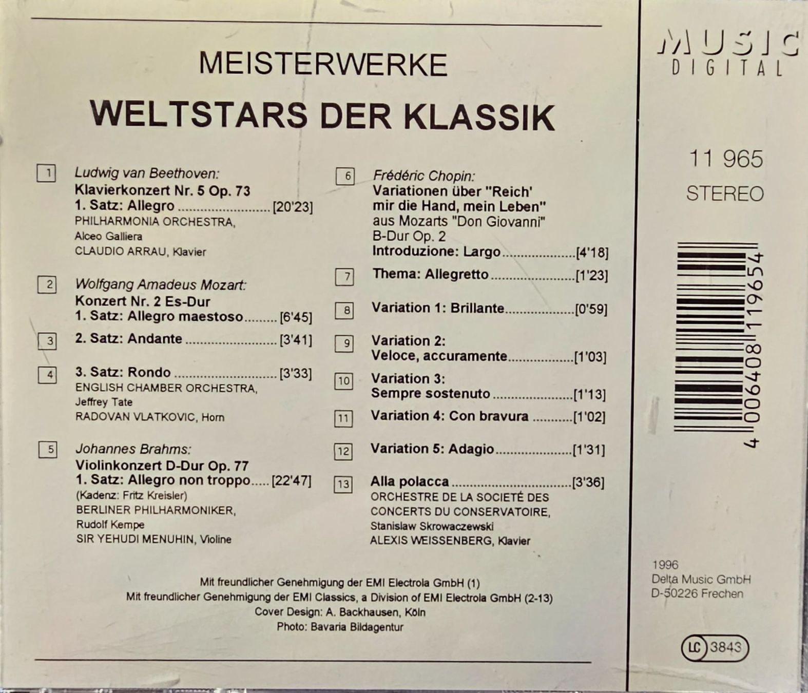 CD: Various - Meisterwerke - Weltstars der Klassik – Usato da Wahlen b. Laufen venduto da Cg10 1