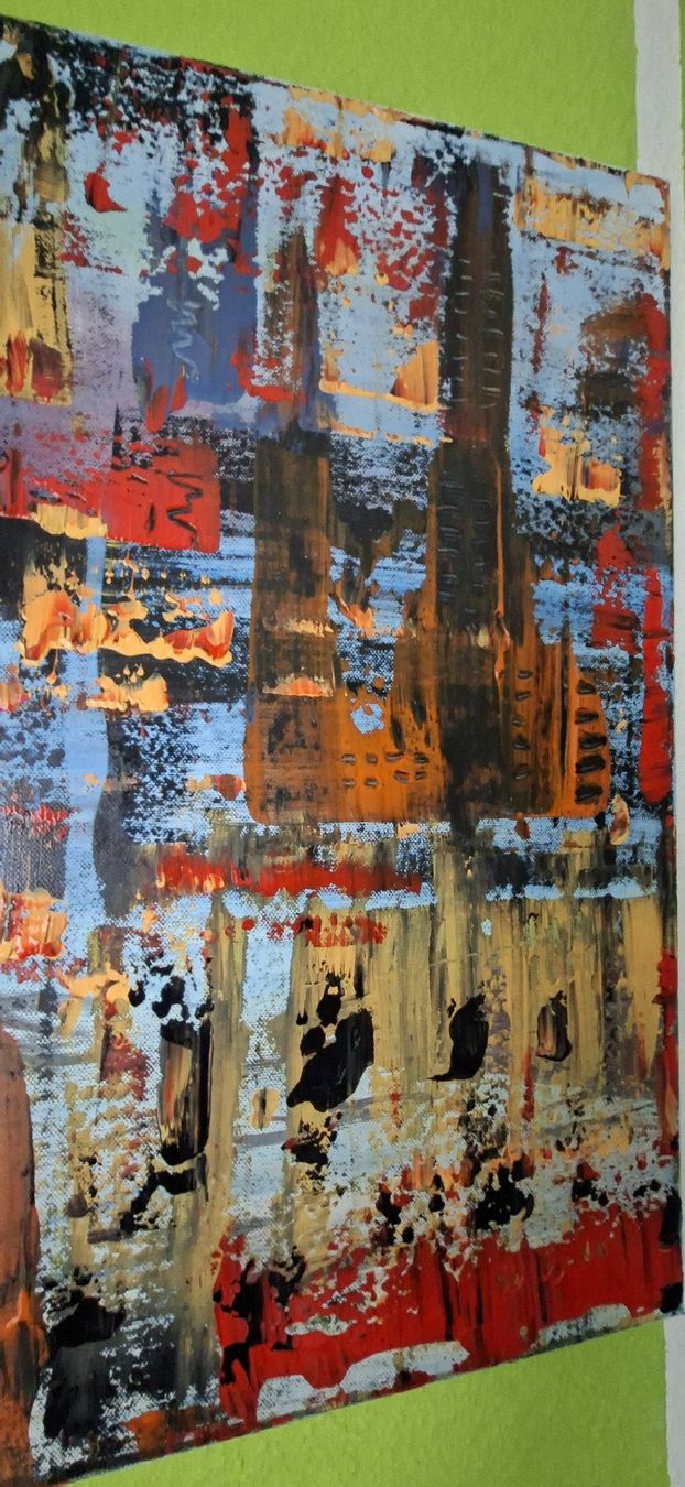 Dipinti: Gemälde "Fantasie Stadt" handmade 58×58 – Nuovo (secondo la descrizione) da Riehen venduto da Steinbock1970 3