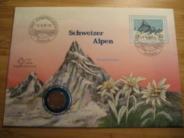 Münzbrief / Glücksbrief ( Schweizer Alpen