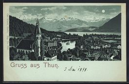 Mondschein-Lithographie Thun, Ortsansich