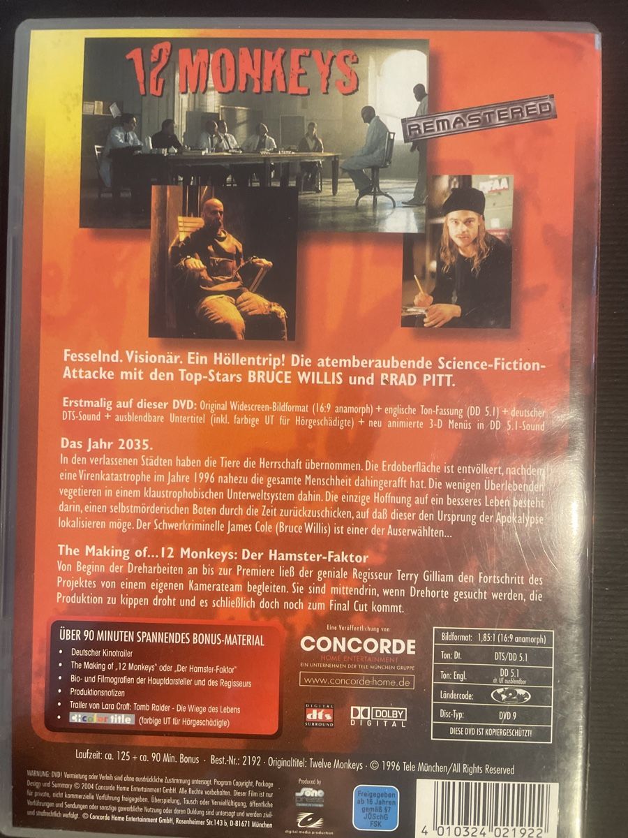Tutti i DVDs: 12 monkeys, mit Brad Pitt und Bruce Willis – Usato da Winterthur venduto da machmaschine 1