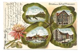 Gruss aus Schaffhausen - tolle Kleeblatt-Präge-Litho - 1901