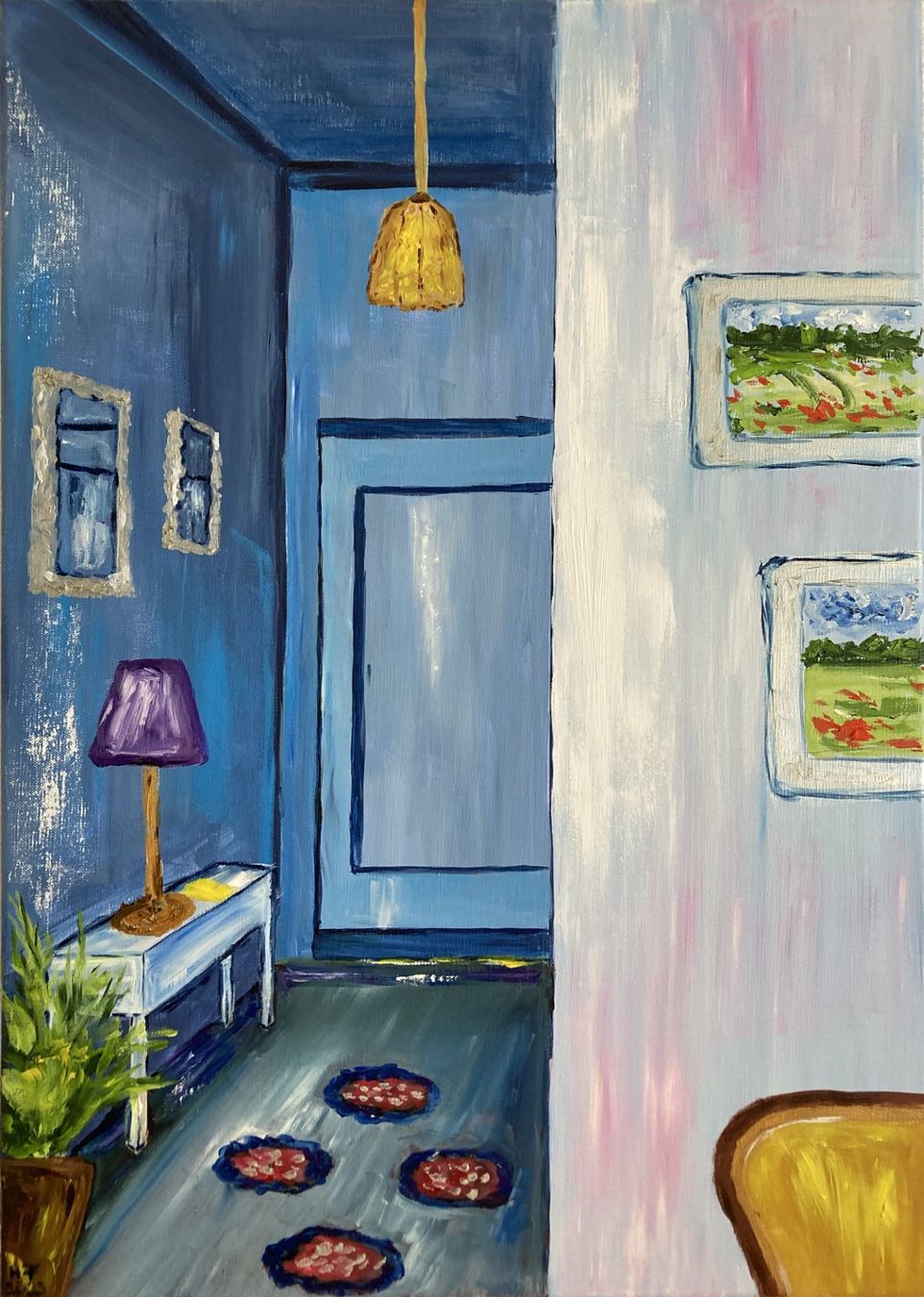 Dipinti: Original Ölgemälde "Blauer Raum" – Kunst Interior – Nuovo (secondo la descrizione) da Cham venduto da Felha