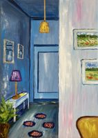 Original Ölgemälde "Blauer Raum" – Kunst Interior