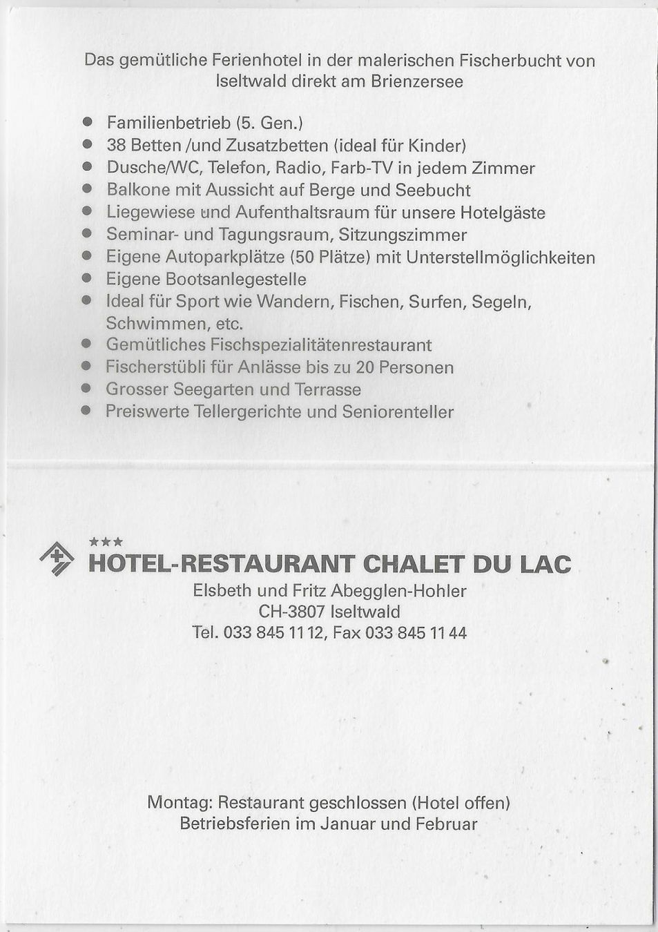 Cartoline postali: Hotel Chalet du Lac - Iseltwald – Usato da Ettingen venduto da Kartenplanet 1