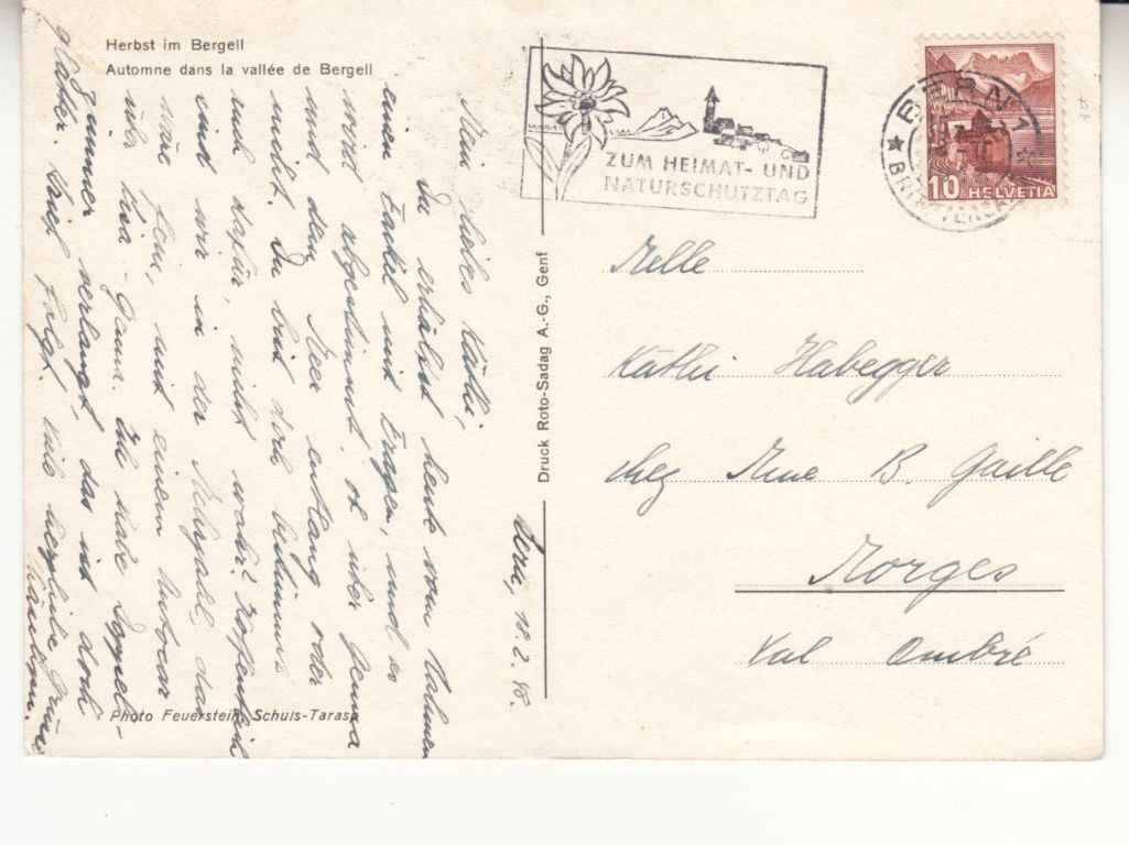 Cartoline postali: Bergell 1948 – Usato da Bürglen TG venduto da StampGraf 1