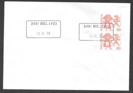 VS Brief Aushilfsstempel 3981 BIEL (VS) 16.IX.78