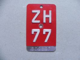 Velonummer Velo Rad ZH 1977 Zürich 77 Nummer Geschenk Bike