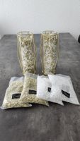 2x Vasen Gold mit Glas + 8x Dekosteine (Gold & Weiß)