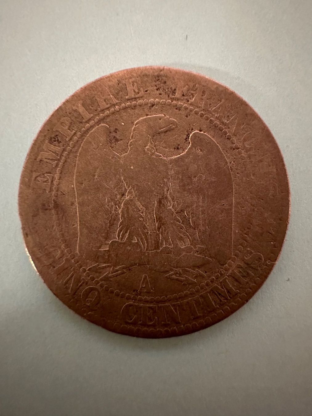 Alle Münzen: FRANKREICH 1853 NAPOLEON III 5C. PARIS – Gebraucht aus Watt von phila13 1