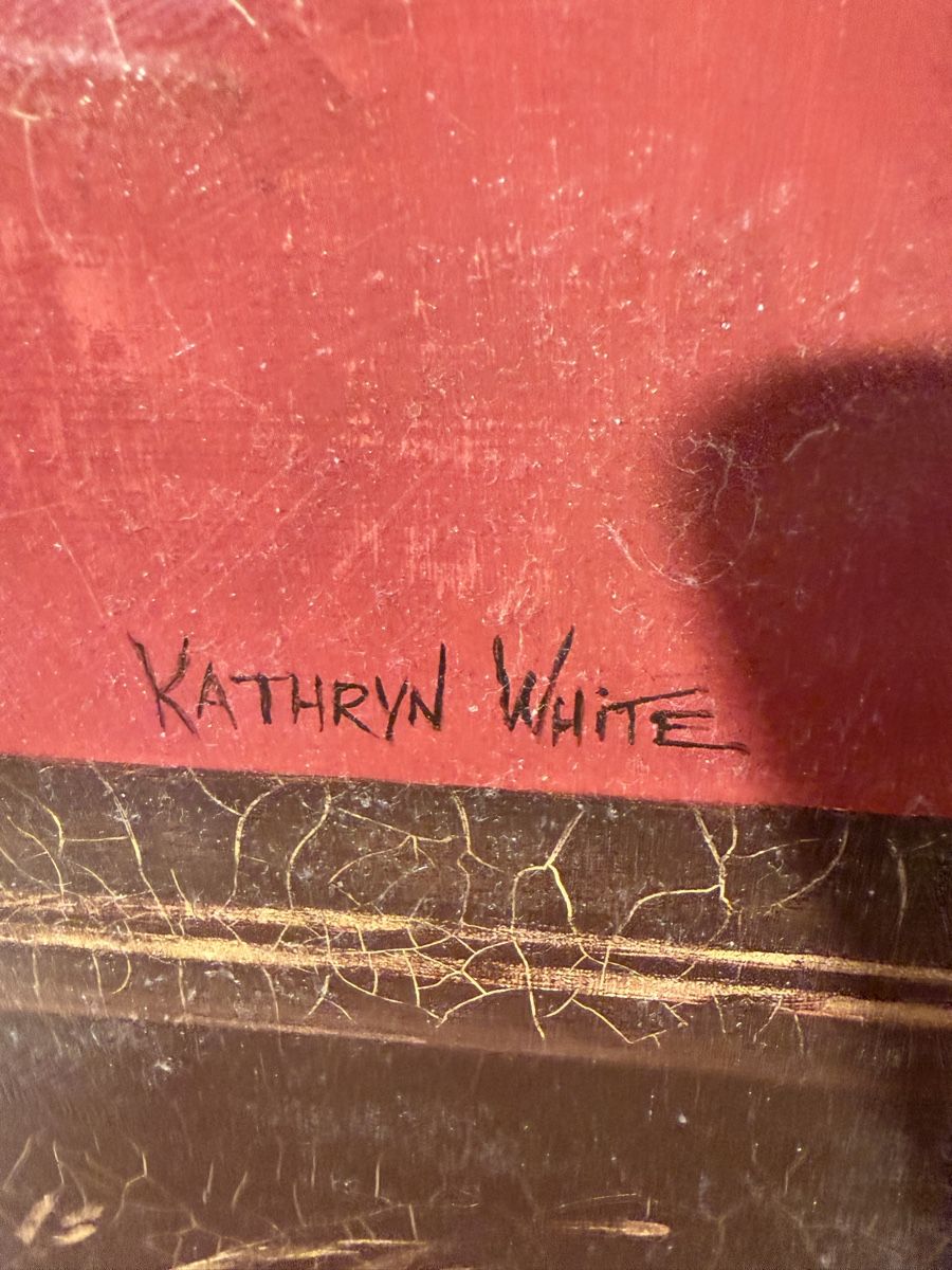 Dipinti: Tableau vintage fleuri, signé Kathryn White – Usato da Lausanne venduto da artnouveau04 3