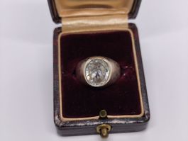 Silberring mit grossem Zirkonia-Stein, Vintage Gr. 57