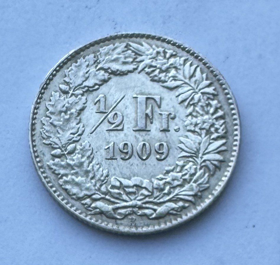 Tutti le monete: 1909 50 Rappen -unz – Usato da Kirchberg SG venduto da Zenhad69