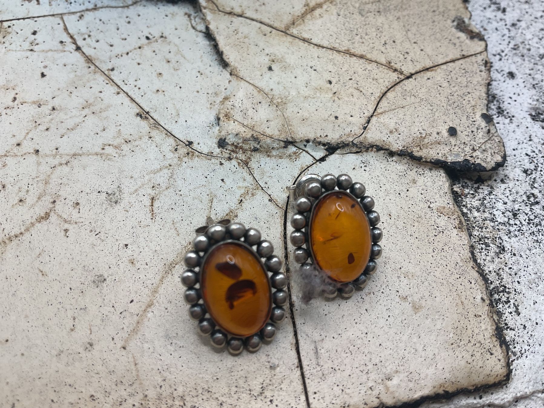 Ohrringe & -stecker: Vintage Ohrstecker Sterlingsilber mit Bernstein – Gebraucht aus Luzern von S.Kern01