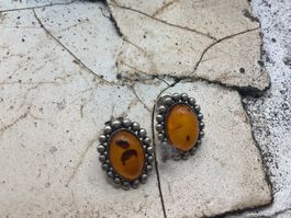 Vintage Ohrstecker Sterlingsilber mit Bernstein