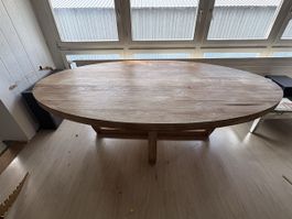 Esstisch oval Massivholz natur guter Zustand
