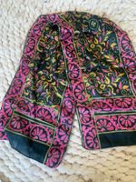 Seidenschal, schwarz-pink  25 x 105 cm vintage