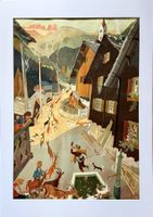 Schulwandbild von Alois Carigiet: Auszug des Geisshirten