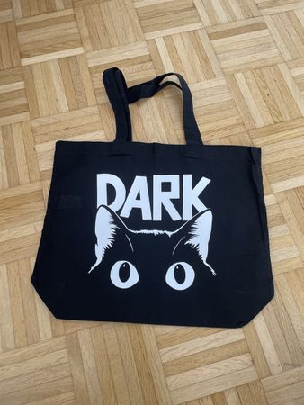 Schwarze Stofftasche mit Katzenmotiv - Neu!