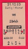 SBB KARTON-BILLETT, WIL-ZÜRICH, 2.KLASSE, RETOUR, 21.12.1983