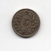 (1188) Schweiz, 5 Rappen, 1876, vz
