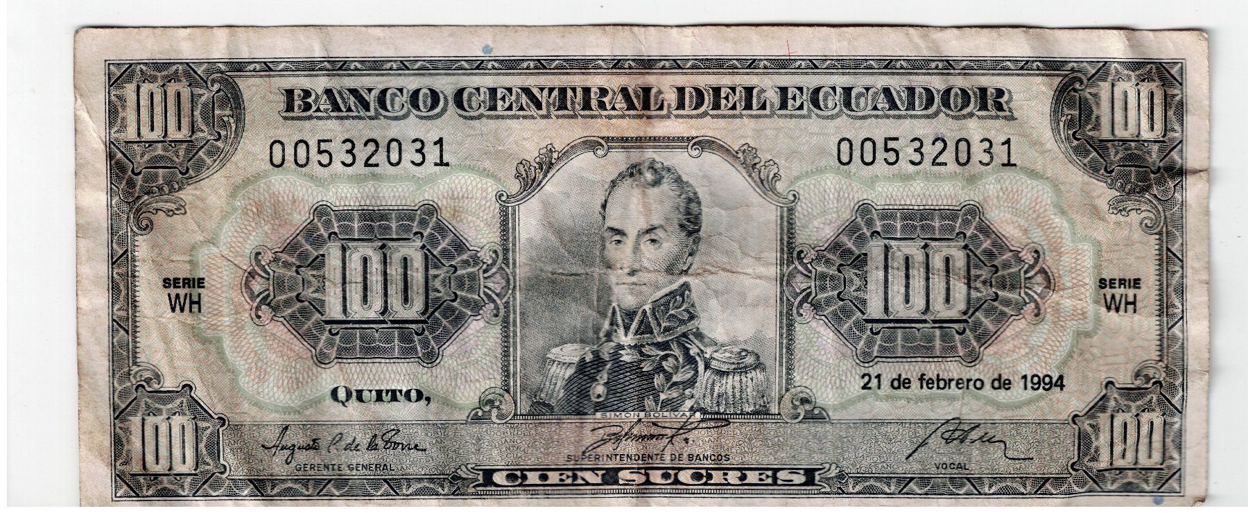 Banconote: Ecuador 100 Sucres 1994 Banknote – Usato da Tenniken venduto da mik_6mxg