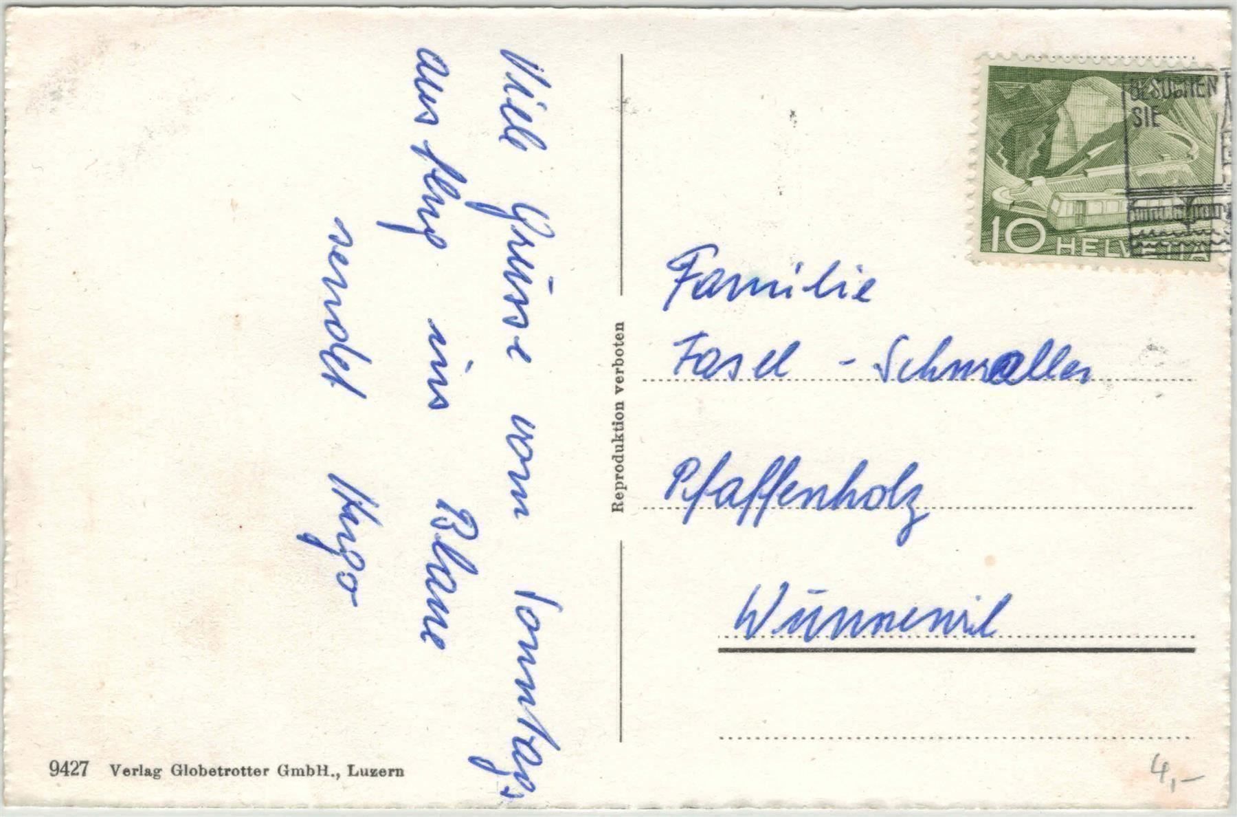 Cartoline postali: LU 45 Luzern 4 Bilder 1950-er – Usato da Fribourg venduto da philafri 1
