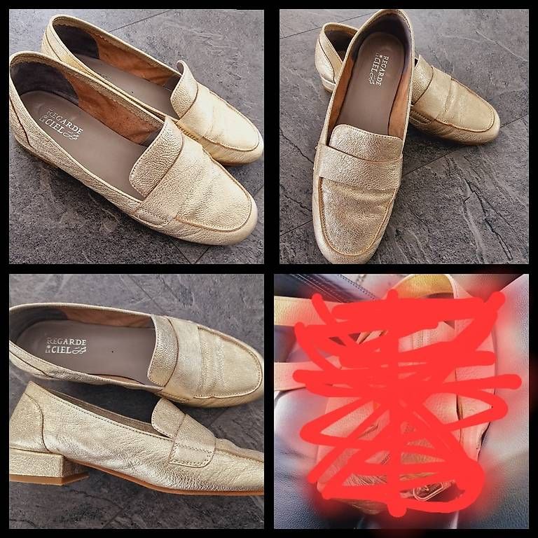 Scarpe da donna: Lederslipper Gold Regarde le ciel Gr. 39 – Usato da Bassersdorf venduto da Nellin