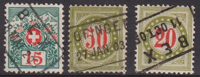 Tous les timbres: 3 Marken mit Bahnstempelt Bex, Zofingen – D'occasion à Basel par Bingis