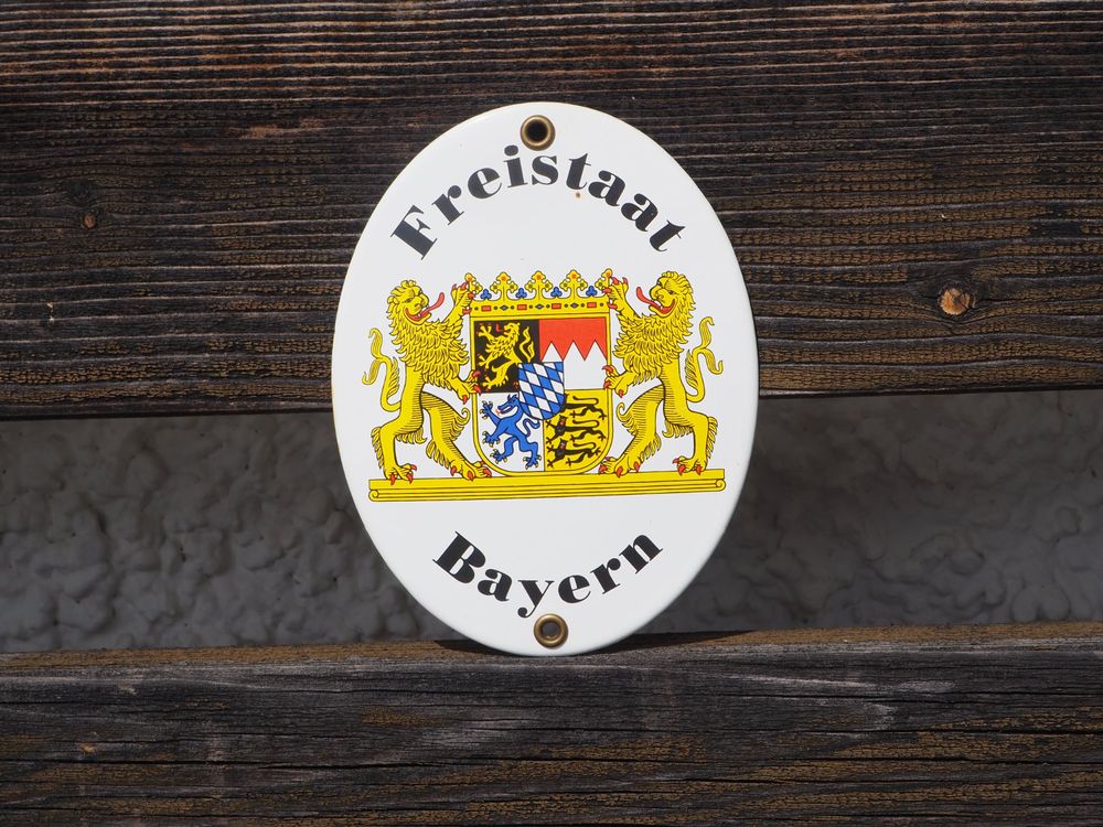 Cartello Freistaat Bayern In Alluminio 22x17 Cm - Nuovo Con Etichette