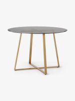 Tisch Rund 110cm Glas Schwarz Gold Esstisch MADE