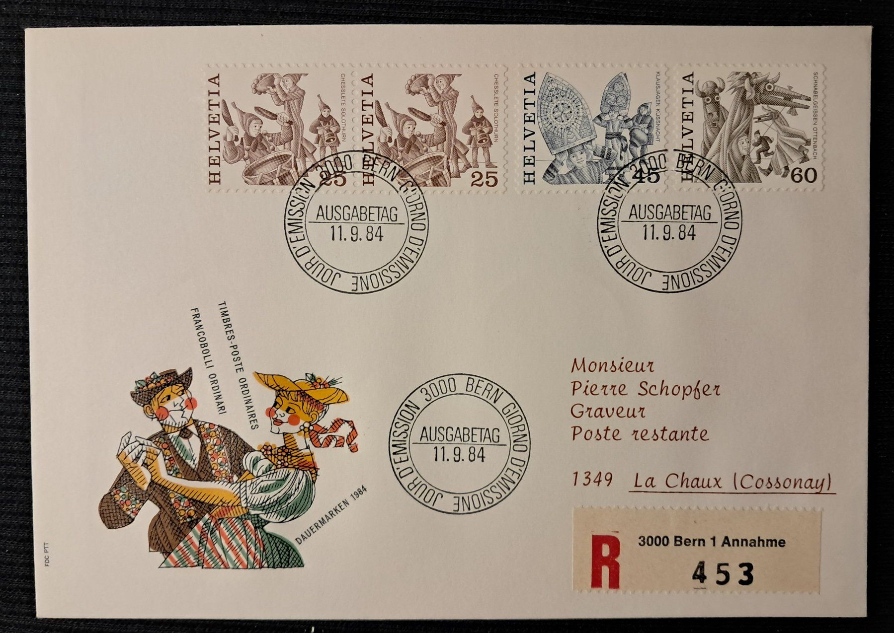 Alle Briefmarken: R-FDC - ET 11.9.84 BERN – Gebraucht aus Ponto Valentino von giorgia06