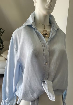 Raffinierte Leinenbluse, hellblau, Grösse M, Zara w. NEU!