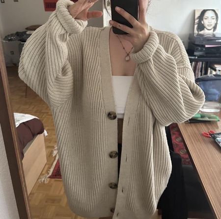 Jacke Strickjacke Cardigan Beige H&M Zara Massimo