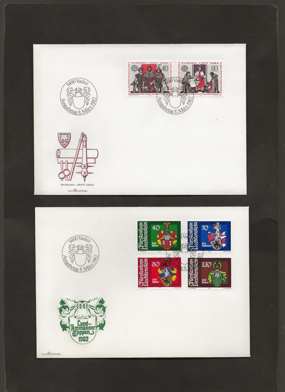 Tutti i francobolli: 16 FDC Liechtenstein 1980 bis 1982 – Usato da Au ZH venduto da xelagreb01 8