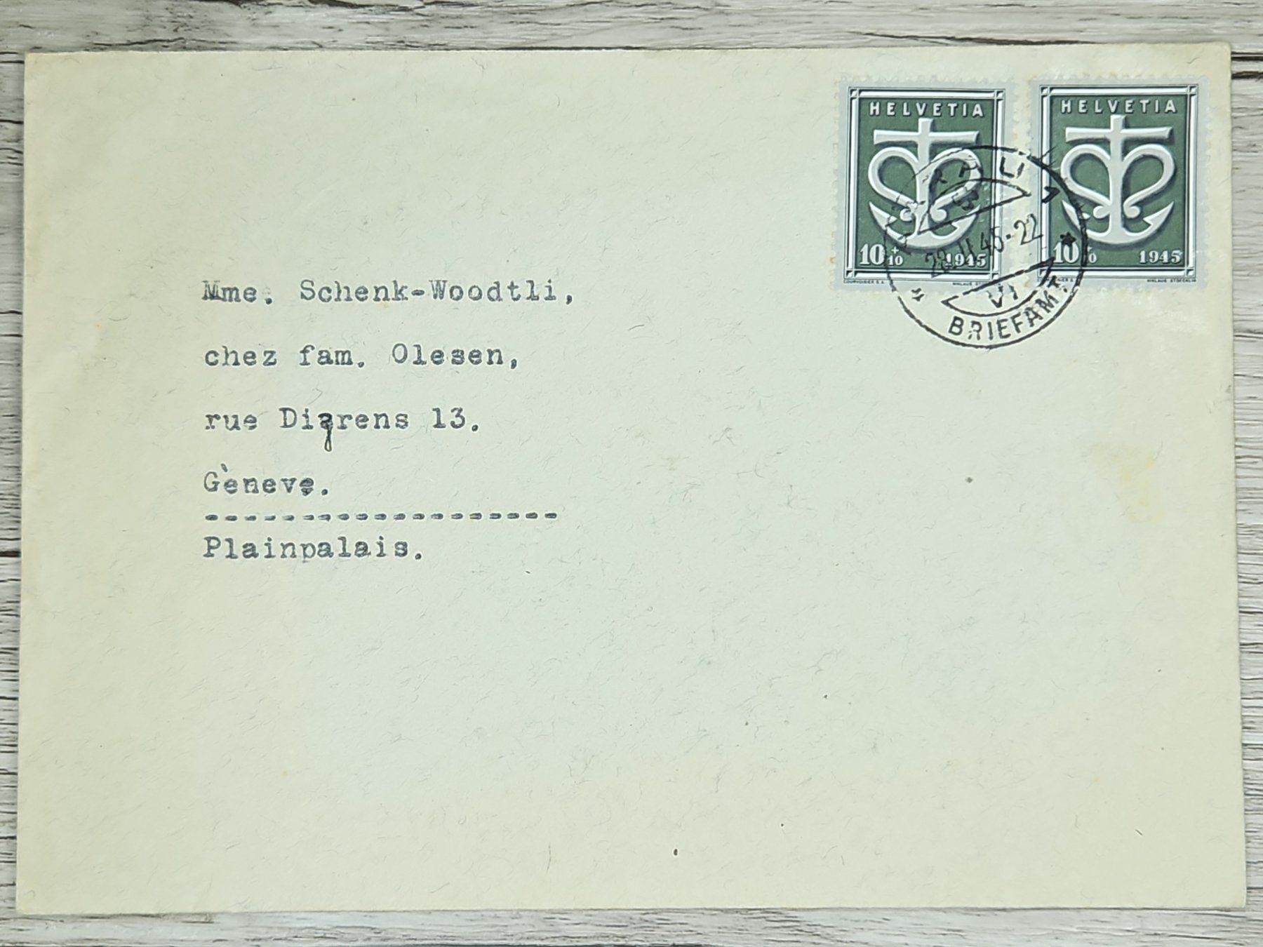 Tutti i francobolli: CL02 Enveloppe + Timbre Suisse 1946 – Usato da Cousset venduto da Patrick_Collections