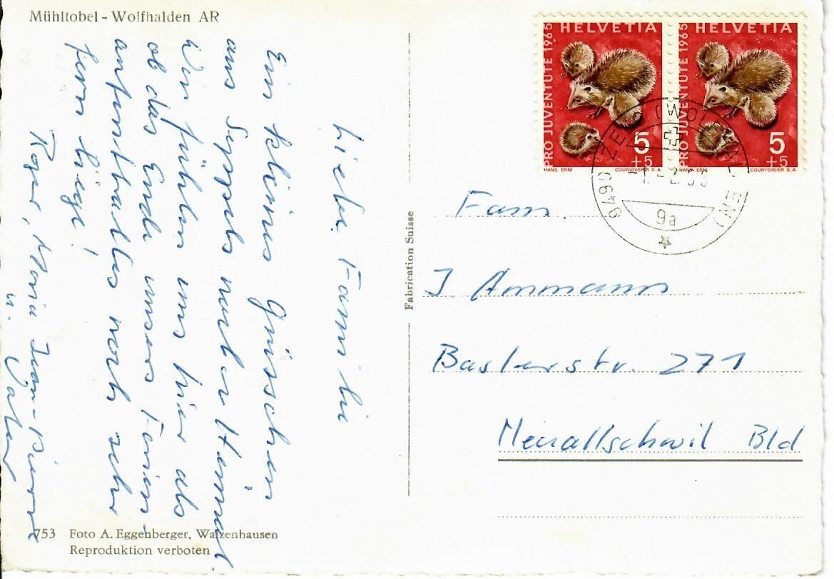 Cartoline postali: Mühltobel - Wolfhalden – Usato da Hochdorf venduto da Ziegel-16 1